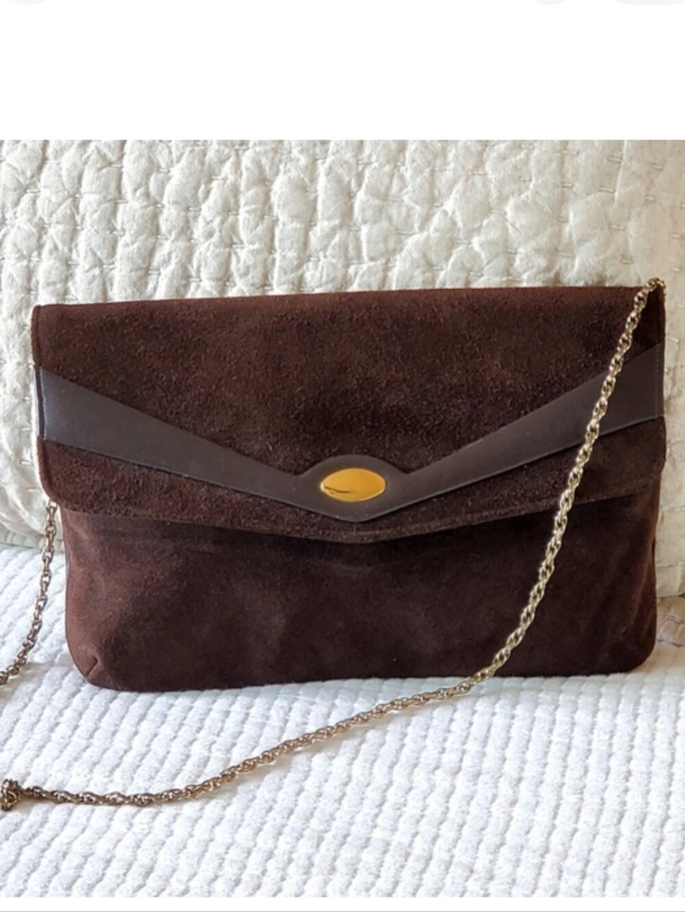 Enzler's Vintage Brown Suede Leather Smooth Leather Clutch/Shoulder Bag, EUC